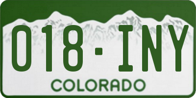 CO license plate 018INY