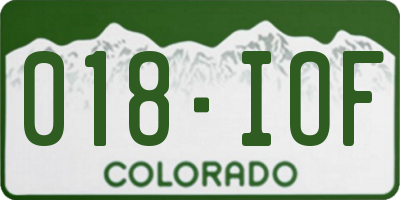 CO license plate 018IOF