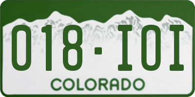 CO license plate 018IOI