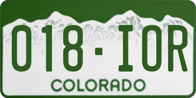CO license plate 018IOR