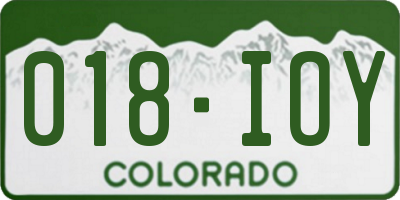 CO license plate 018IOY