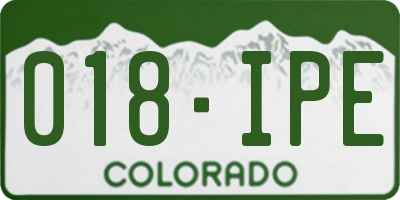 CO license plate 018IPE