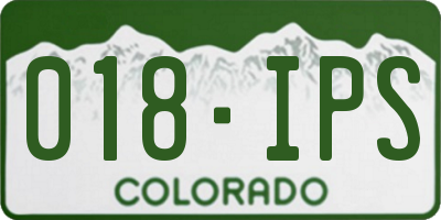 CO license plate 018IPS