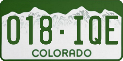 CO license plate 018IQE