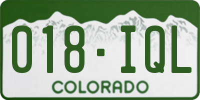 CO license plate 018IQL