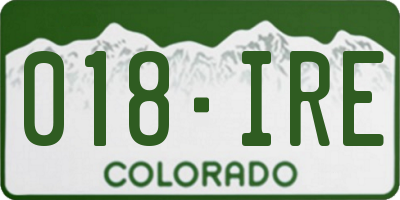 CO license plate 018IRE