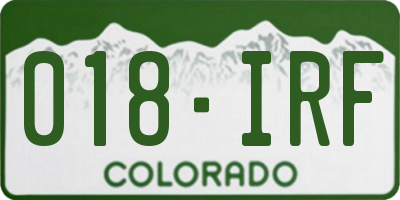 CO license plate 018IRF