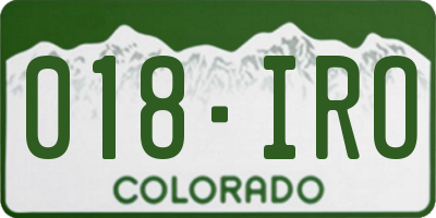 CO license plate 018IRO