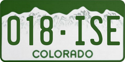 CO license plate 018ISE