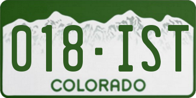 CO license plate 018IST