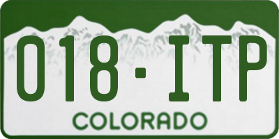 CO license plate 018ITP