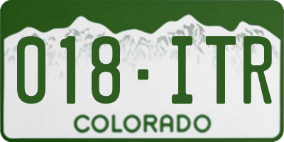 CO license plate 018ITR
