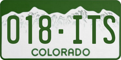 CO license plate 018ITS