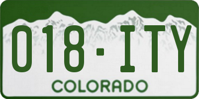 CO license plate 018ITY