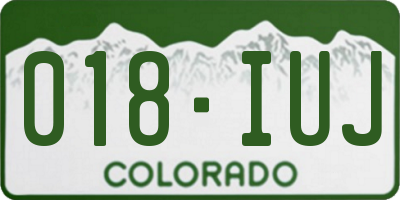 CO license plate 018IUJ
