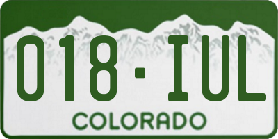 CO license plate 018IUL