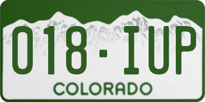 CO license plate 018IUP