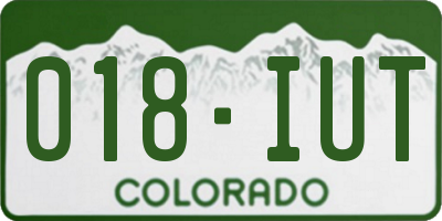 CO license plate 018IUT