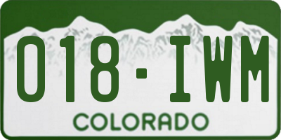 CO license plate 018IWM