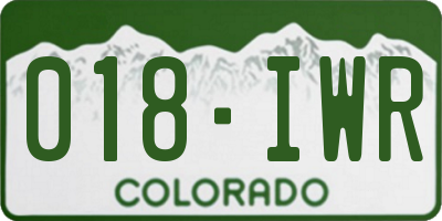 CO license plate 018IWR