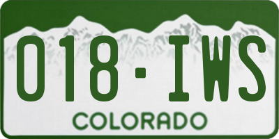 CO license plate 018IWS