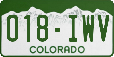 CO license plate 018IWV
