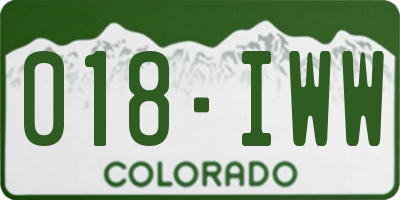CO license plate 018IWW