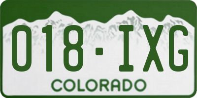 CO license plate 018IXG