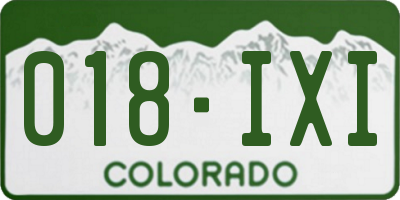 CO license plate 018IXI