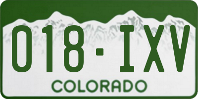 CO license plate 018IXV