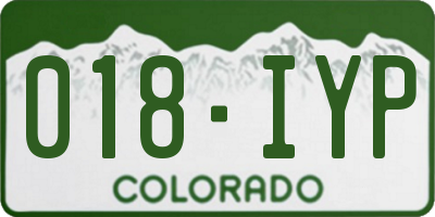 CO license plate 018IYP