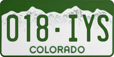 CO license plate 018IYS