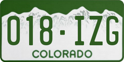 CO license plate 018IZG