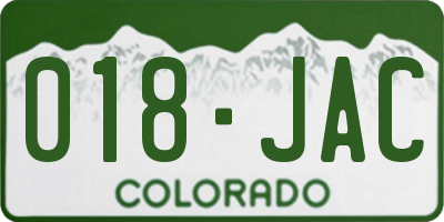 CO license plate 018JAC