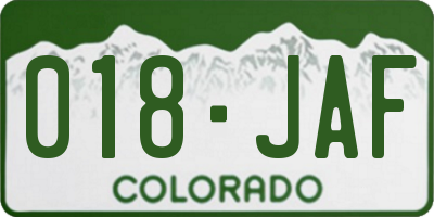 CO license plate 018JAF