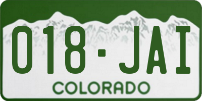 CO license plate 018JAI