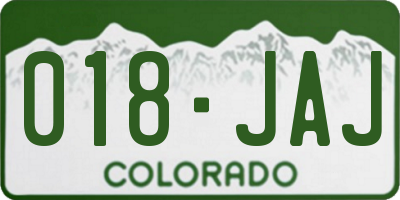 CO license plate 018JAJ