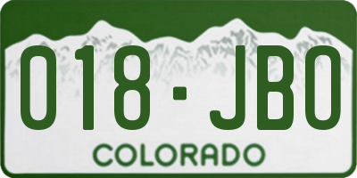 CO license plate 018JBO