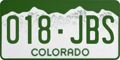 CO license plate 018JBS
