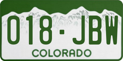 CO license plate 018JBW