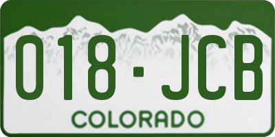 CO license plate 018JCB