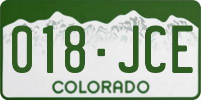 CO license plate 018JCE