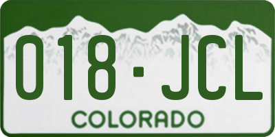 CO license plate 018JCL