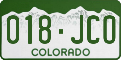 CO license plate 018JCO
