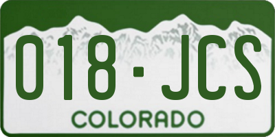CO license plate 018JCS