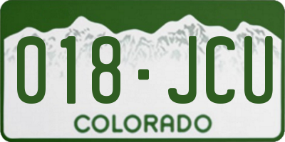 CO license plate 018JCU