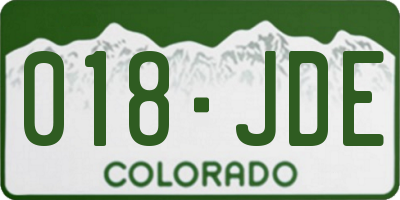 CO license plate 018JDE