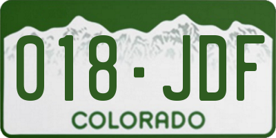 CO license plate 018JDF