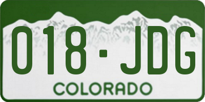 CO license plate 018JDG