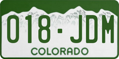 CO license plate 018JDM